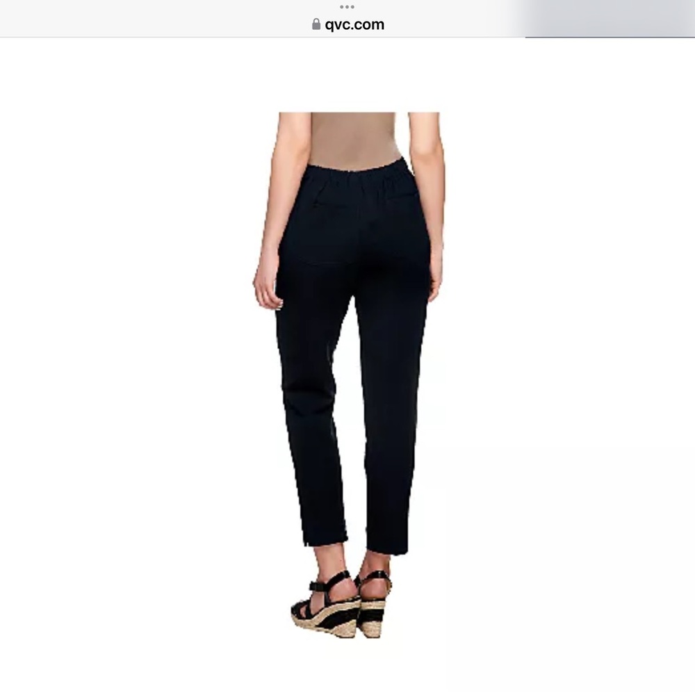 Flat front cargo pants sz 14. QVC Issac Mizrahi. Elastic back pull on. Black